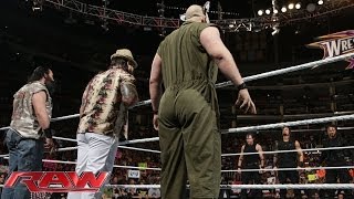 The Shield and The Wyatt Family stare each other down Raw Feb 10 2014 [upl. by Eekcaj]