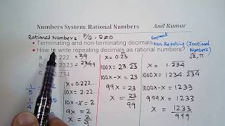 How to write Non Terminating Repeating Decimals as Rational Numbers [upl. by Llebana407]