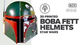 3D Printed BOBA FETT Helmets 2 FINISHESBUILDS Boba Fetts ReArmored Helmet amp Classic Helmet [upl. by Gusta]