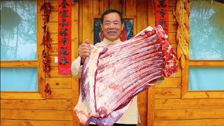 Huge Yak Ribs Cooked in Sweet and Sour Flavor Crispy and Chewy Rare Taste  Uncle Rural Gourmet [upl. by Zampardi850]