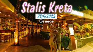 Stalis Crete Greece 🇬🇷  nightlife walking tour 4k HDR  Kreta 2022 [upl. by Adnylg132]