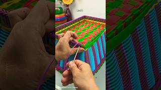 The bottom of the violet rectangle is closed on one side Basket weaving tutorial rcs91 shorts [upl. by Eiclek792]