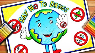 International Day Against Drug Abuse Drawing  Drug Poster Drawing  Drug Abuse Awareness Poster [upl. by Colwin]