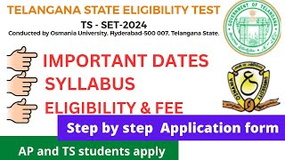 TS SET 2024 notification  TS SET application form online  Telangana SET apply process [upl. by Nepsa]