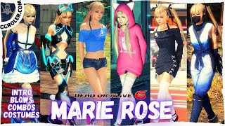 Dead or Alive 6 💀 Marie Rose  All Costumes intro Blows Combos update 2021 [upl. by Kramer]