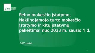 Pelno mokesčio Nekilnojamojo turto mokesčio ir kitų įstatymų pakeitimai nuo 2023 m sausio 1 d [upl. by French]