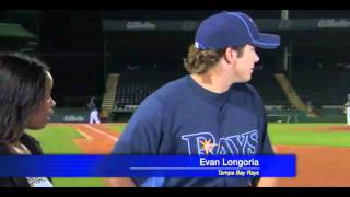 Evan Longoria Saves Reporter With Amazing Catch [upl. by Hatcher]