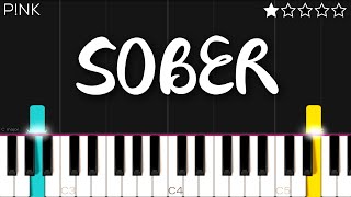 Pnk  Sober  EASY Piano Tutorial [upl. by Gerladina]