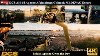 DCS AH64 Apache Afghanistan Chinook MEDEVAC Escort British Apache Owns the Day [upl. by Engdahl]