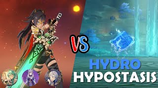 Burgeon Dehya C0 Keqing Baizhu Ayato vs Hydro Hypostasis Battle Showcase Genshin 4 4 [upl. by Kerat]