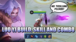 LUO YI GUIDE  THE TROLL QUEEN HAS ARRIVED  BUILD SKILLS AND COMBO GUIDE MLBB [upl. by Zanahs664]