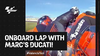 Onboard lap at Valencia with Marc Marquez amp his Ducati 🏍️  ValenciaTest [upl. by Annavas]