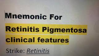 Medical Mnemonic Retinitis Pigmentosa [upl. by Moise792]