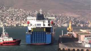 Grimaldi Lines Eurocargo Valencia docking 5x speed Izmir 15 September 2012 [upl. by Silvio]