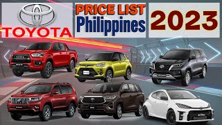 TOYOTA Price List in Philippines 2023 [upl. by Alyworth]