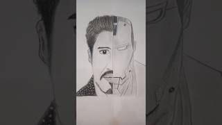 Iran man and Tony stark half face drawingtrendingshorts viraldrawing art [upl. by Enillebyam]