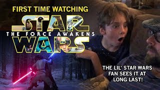 STAR WARS The Force Awakens My Sons Excited FirstTime Reaction [upl. by Helas]