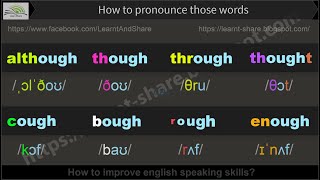 HOW TO PRONOUNCE THESE WORDS although  though  through  thought  cough  bough  rough  enough [upl. by Isus76]