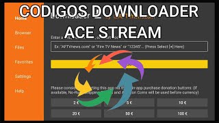 MEJORES CODIGOS DOWNLOADER CODIGO ACESTREAM PARA FIRE TV STICK Y ANDROID TV [upl. by Relyat]