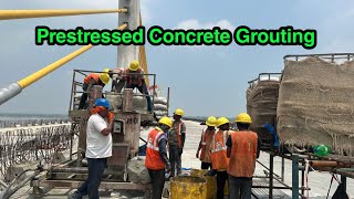 Prestressed Concrete Grouting Methods  Segment Transverse Duct Grouting  Post Tensioning Work [upl. by Arymahs]