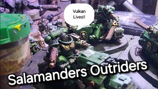 Marine paints Marines Warhammer 40k Salamanders Outriders Adeptus Astartes Vulkan Lives [upl. by Yklam]