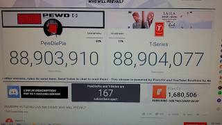 Pewdiepie vs tseries 1 sub gap [upl. by Ardnad546]