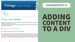 Adding content to a div in Dreamweaver CC 2834 [upl. by Sterling]