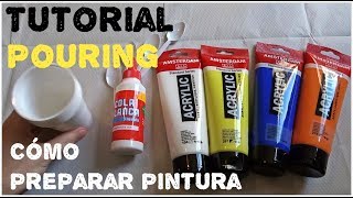 TUTORIAL ACRÍLICO FLUIDO  Cómo prepararlo con pintura acrílica y cola blanca  Pouring EN ESPAÑOL [upl. by Ynneg]