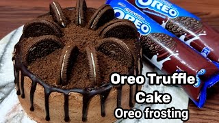 Oreo ChocolateTruffle CakeWith Easy Oreo Cream frostingChocolate cake eggless and without oven [upl. by Ollehto]