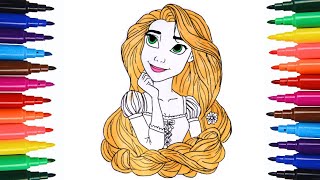 Draw RAPUNZEL from Tangled  Disney Princess  disney disneyjunior art viral tangled rapunzel [upl. by Aikimat]