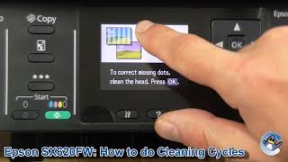 Epson Stylus SX620FW How to do Printhead Cleaning Cycles and Improve Print Quality [upl. by Grayce799]