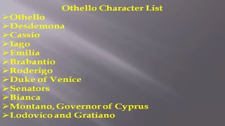 characters list of othello  by william shakespeare [upl. by Hanas]