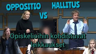 Opiskelijoihin ja koulutukseen kohdistuvat leikkaukset  Hallitus Vs Oppositio  Täysistunto [upl. by Giovanna292]