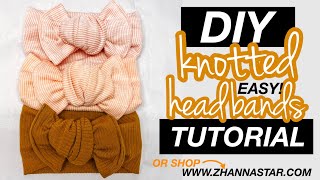 DIY chunky knotted headbands Tutorial [upl. by Ardnosal396]