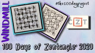 WINDMILL  Easy Zentangle ® Patterns  Day 32  100 Days of Zentangle 2020 [upl. by Boff]