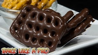 Dipped Dark Chocolate Waffle Pretzels Recipe [upl. by Euqinu]