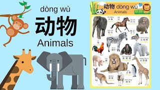 Learn Different Animals in Mandarin Chinese for Toddlers Kids amp Beginners  动物 [upl. by Mikes]