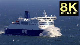 8K video CAR Ferries crossing the Stormy Sea and moor at the Port of Dover [upl. by Tabbatha]