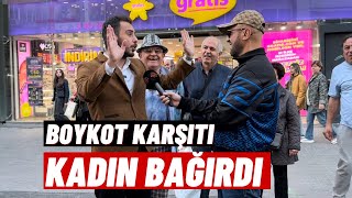 BOYKOT KARŞITI KADIN BAĞIRDI AĞZINA TÜKÜRÜRÜM DEDİ [upl. by Alyad]