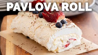 The BEST Pavlova Roll – Easy Meringue Roulade with Berries amp Whipped Cream [upl. by Lamphere]