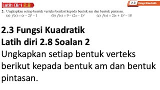 KSSM Matematik Tingkatan 4 Bab 1 Fungsi dan persamaan kuadratik dalam praktis kendiri 11b no1 no2 [upl. by Kelly298]