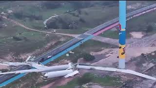 Giant turbines blown over by Typhoon Yagi Wenchang City China [upl. by Nerat]