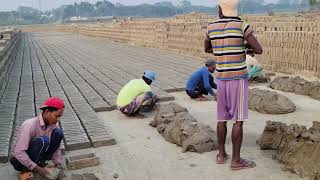 Handmade brick making Manual brick field of Bangladesh [upl. by Holle]