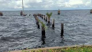 Lake Monroe Lapping at Seawall Rising Water from Hurricane Milton Riverwalk Downtown Sanford [upl. by Yznil419]