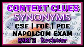 PART 2  SYNONYMS▪︎ CONTEXT CLUES  CSE  FIRE amp PENOLOGY OFFICER EXAM  NAPOLCOM EXAM REVIEWER [upl. by Arlyne]