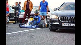 Kart KZ2 vs BMW 750 drag [upl. by Lartnom]