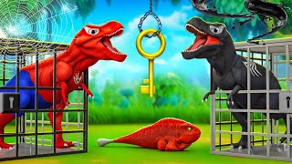 Spider TRex vs Venom TRex  Jurassic Zoo Dinosaurs Jail Escape  Jurassic Dinosaurs Comedy Cartoon [upl. by Jehial380]