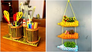 Creative and EcoFriendly DIY Crafts Desk Organizer and Hanging Planters [upl. by Nyrac]