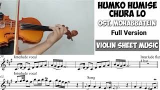 Humko Humise Chura Lo  Ost Mohabbatein  Violin Sheet Music [upl. by Nalyak]