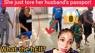 NETIZENS DIG UP SECRET OF A WOMAN IN A VIRAL VIDEO WHO TORE HER HUSBANDS PASSPORT AT LAGOS AIRPORT [upl. by Eblehs630]